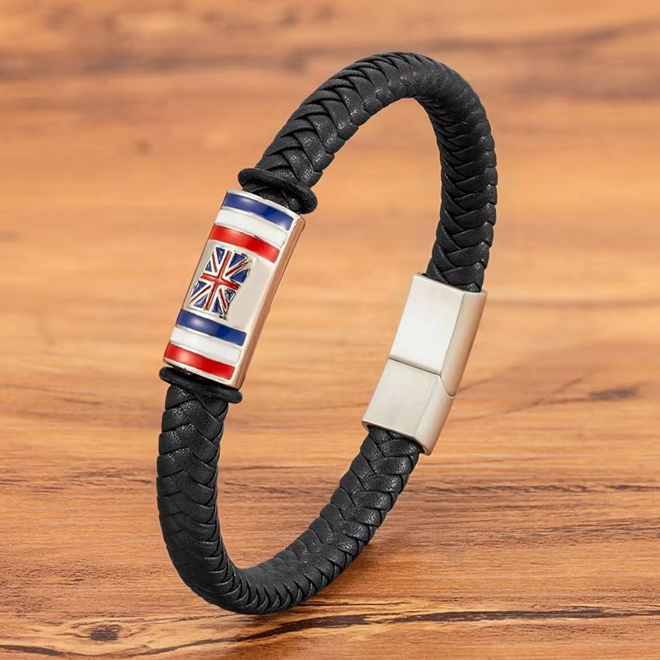 Vintage Fashion Uk - XQNI UK Britain Flag Braided Leather