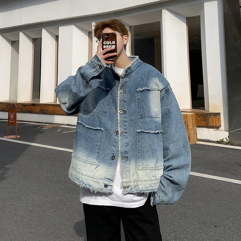 Patchwork Jean Jacket - American Retro Hip Pop Raw Edge