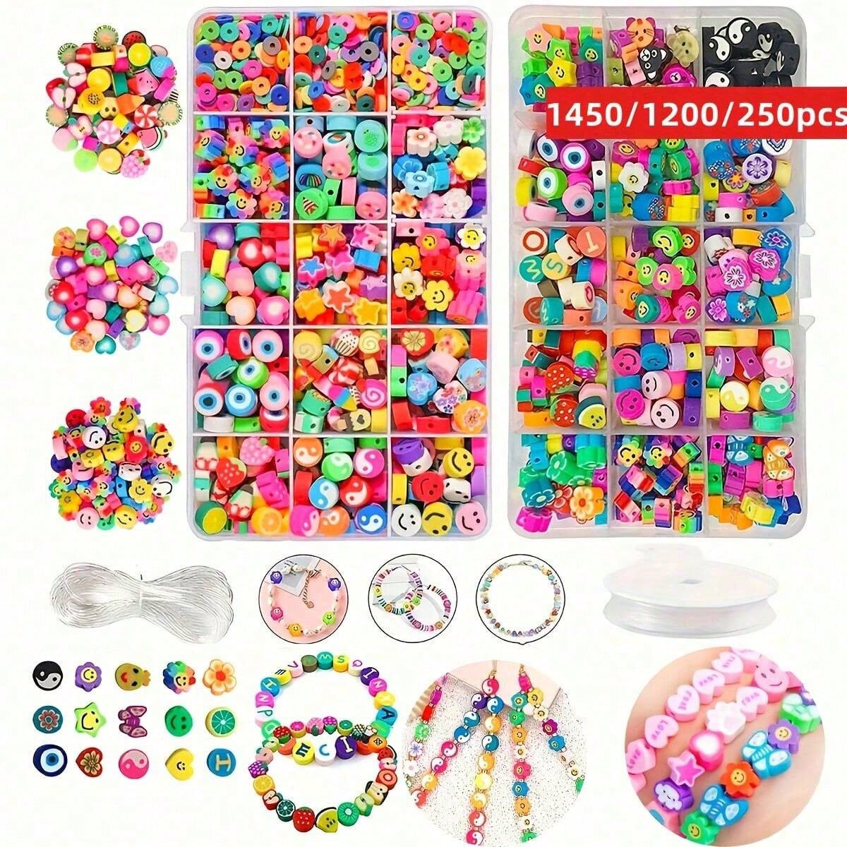 Vintage Fashion Necklace - 1450/1200/250pcs Polymer Clay Beads Set, Box,