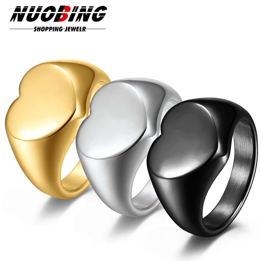 Vintage Fashion Names - Customized Women Signet Ring Cute Heart