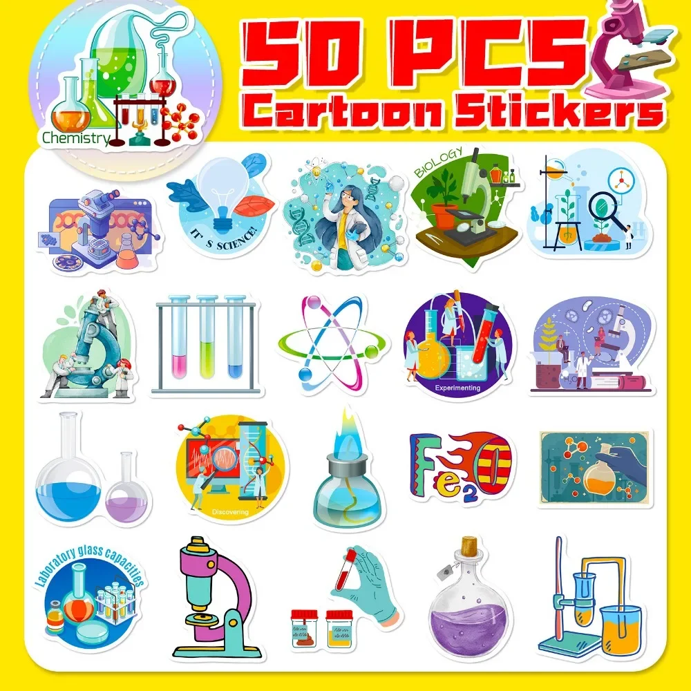 50PCS Cartoon Science Lab Stic - огляд і ціна Vintage Fashion Illustration