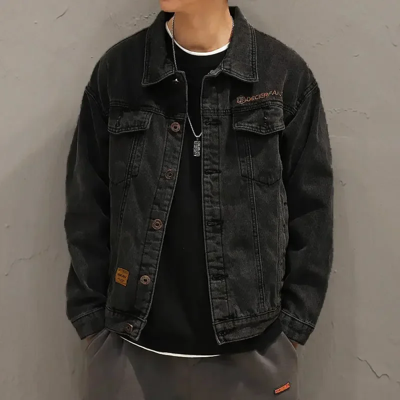 Denim Jackets Man Wide Shoulde - огляд і ціна Patchwork Jean Jacket