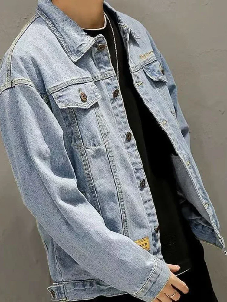 Denim Jackets Man Wide Shoulde - огляд і ціна Patchwork Jean Jacket