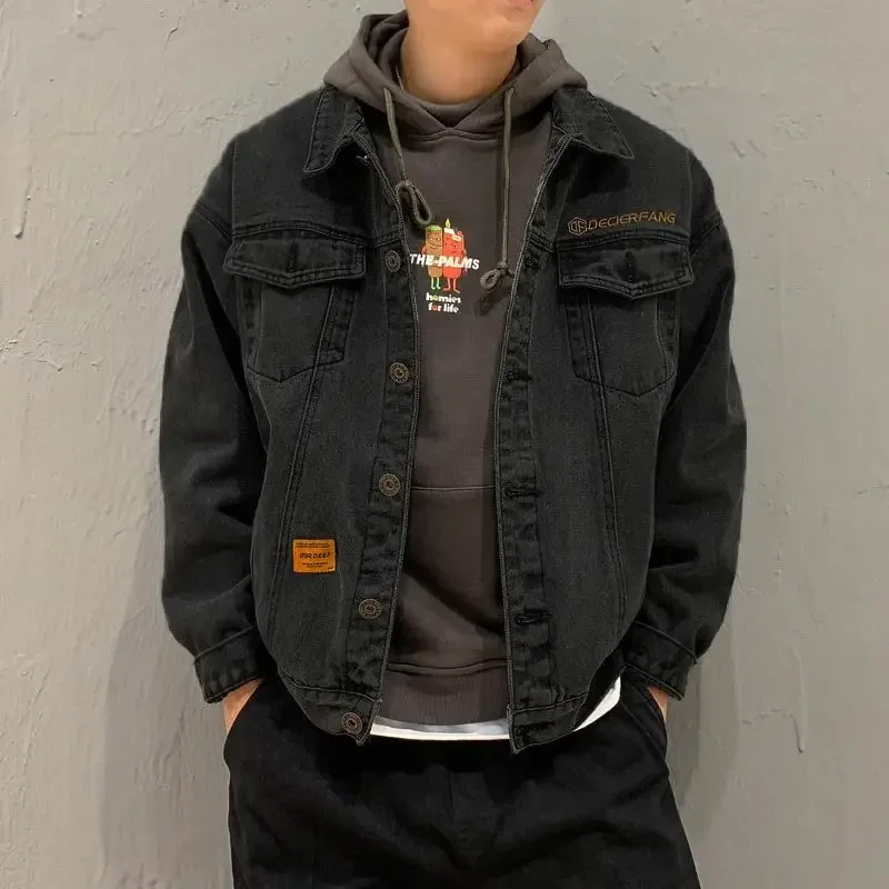 Denim Jackets Man Wide Shoulde - огляд і ціна Patchwork Jean Jacket