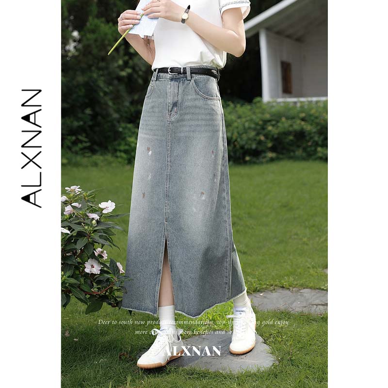 ALXNAN Women Vintage Denim Blu - огляд і ціна Denim Skirt Midi Vintage
