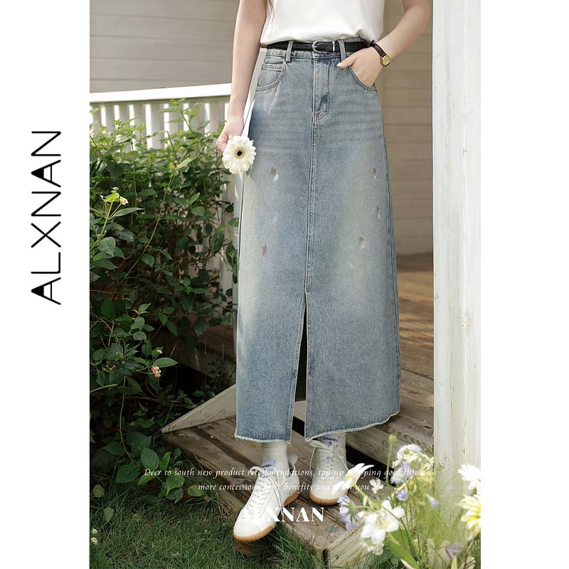 ALXNAN Women Vintage Denim Blu - огляд і ціна Denim Skirt Midi Vintage