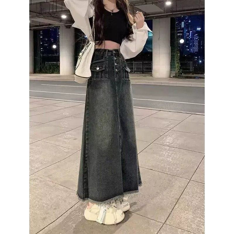 High Waist A-Line Midi Denim S - огляд і ціна Denim Skirt Midi Vintage