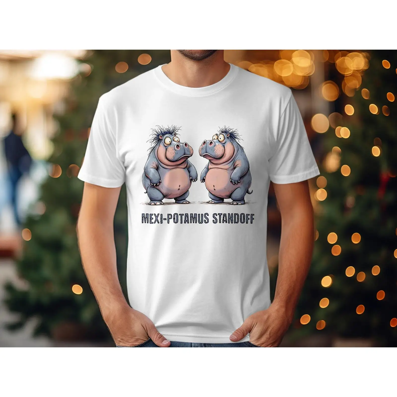 Funny Hippo T Shirt Mexi Potam - огляд і ціна Quirky Vintage Fashion