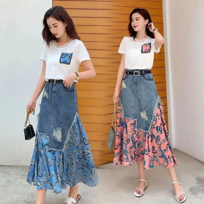 Summer High Waist Long Skirts  - огляд і ціна Denim Skirt Midi Vintage