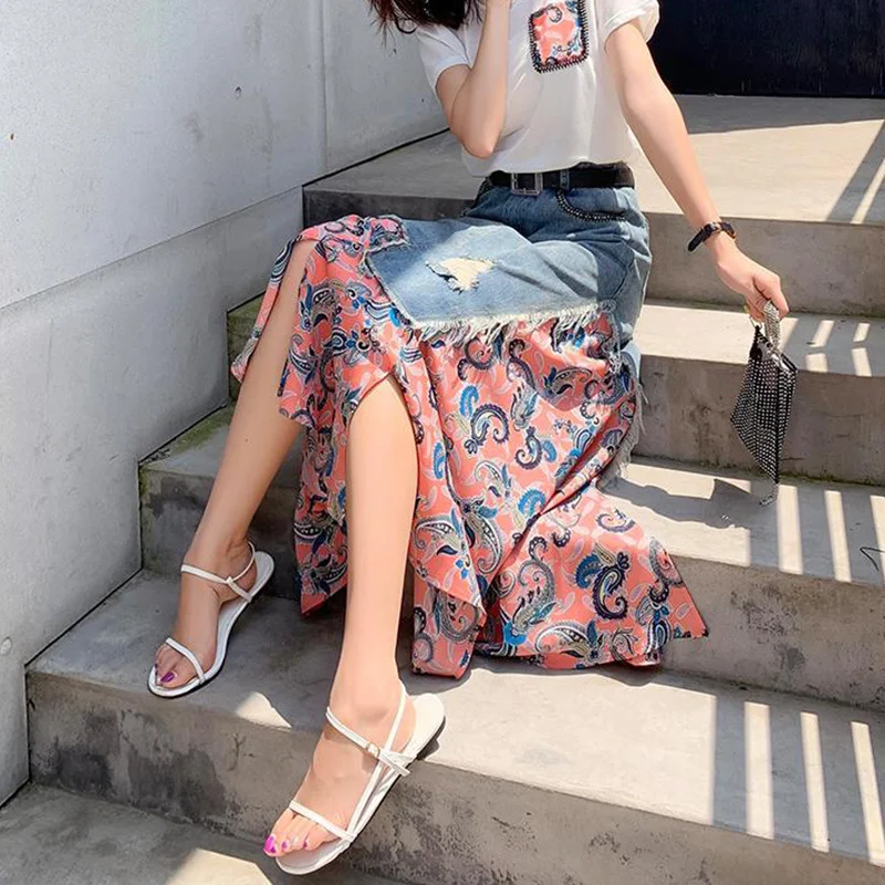 Summer High Waist Long Skirts  - огляд і ціна Denim Skirt Midi Vintage