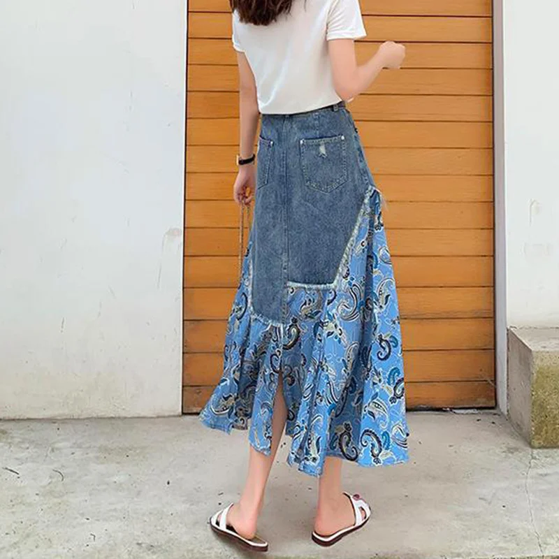 Summer High Waist Long Skirts  - огляд і ціна Denim Skirt Midi Vintage