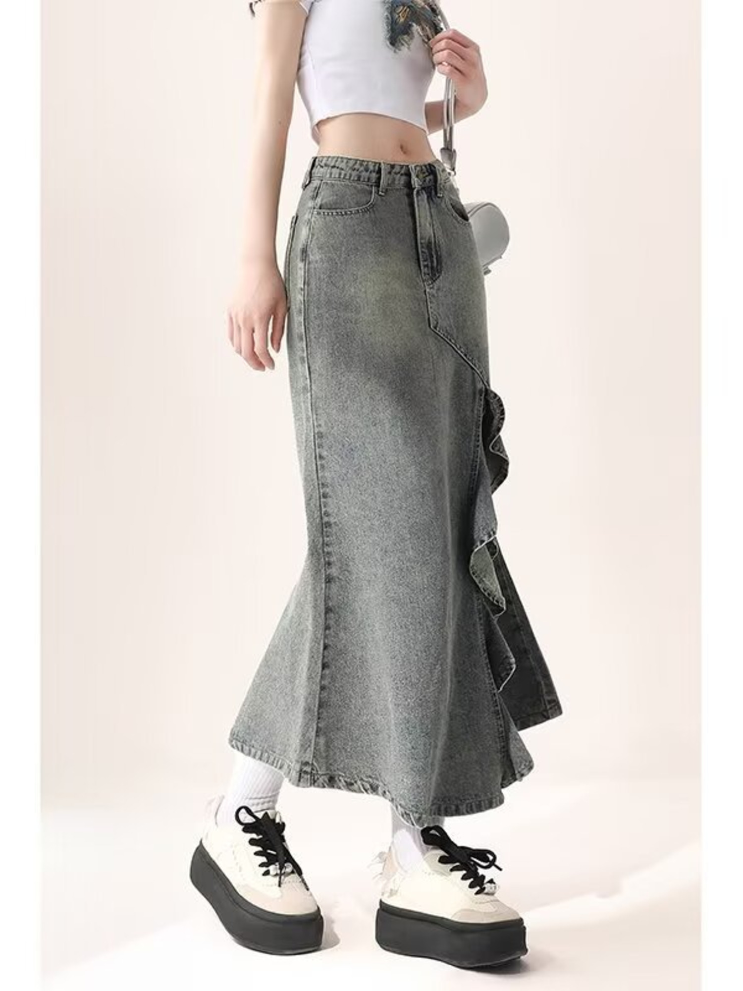 Women's Vintage Washed Denim M - огляд і ціна Denim Skirt Midi Vintage