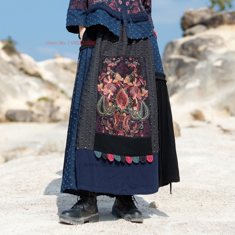 2026 traditional ethnic denim  - огляд і ціна Denim Skirt Midi Vintage