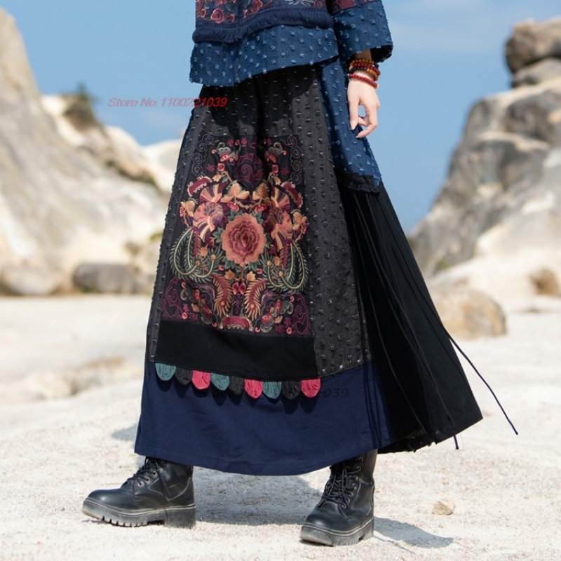 2026 traditional ethnic denim  - огляд і ціна Denim Skirt Midi Vintage