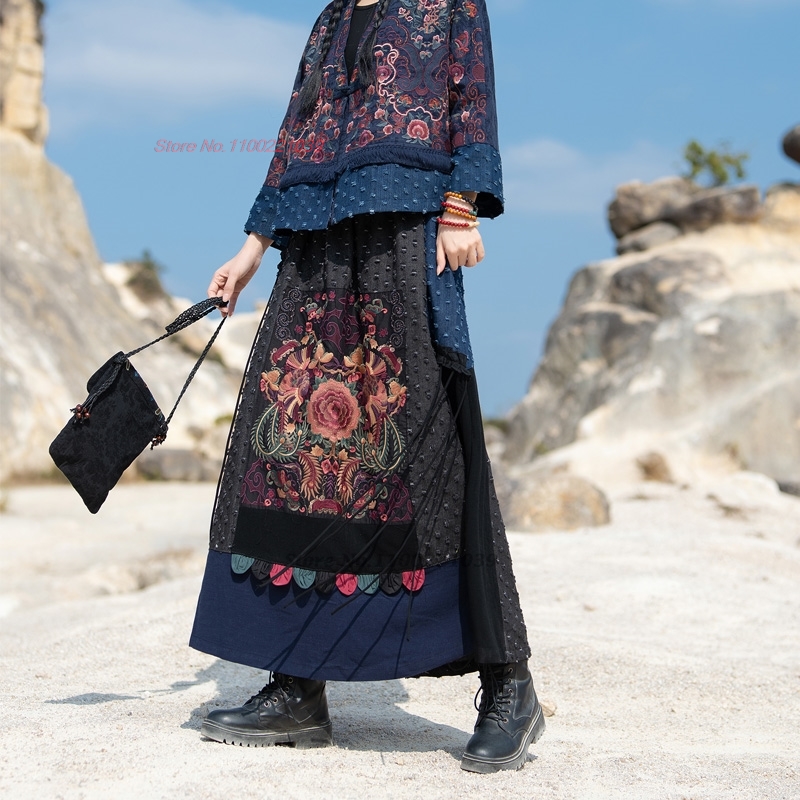 2026 traditional ethnic denim  - огляд і ціна Denim Skirt Midi Vintage