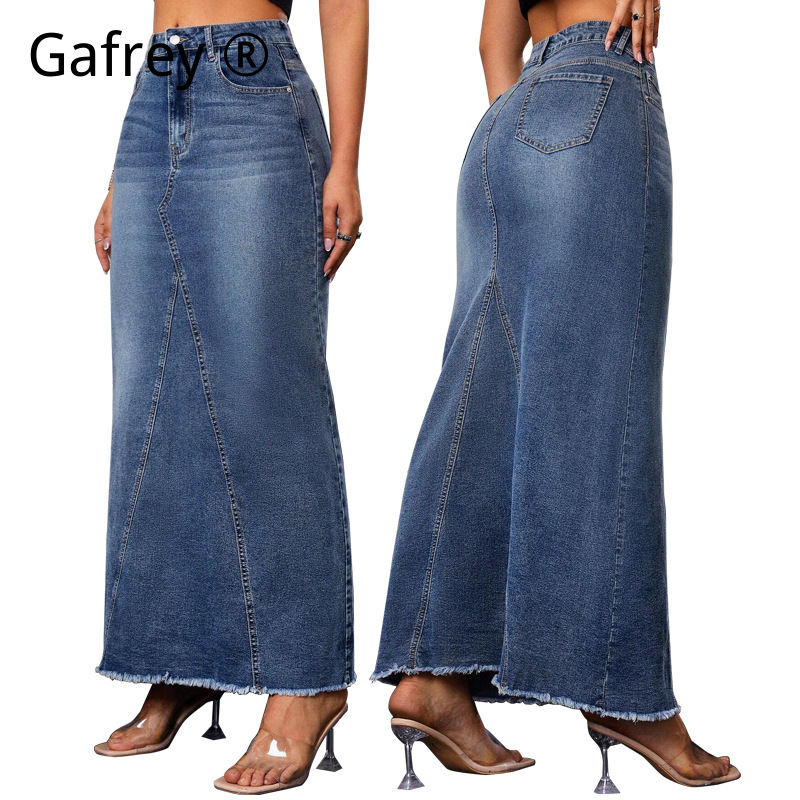 Women Denim Midi Skirt High Wa - огляд і ціна Denim Skirt Midi Vintage