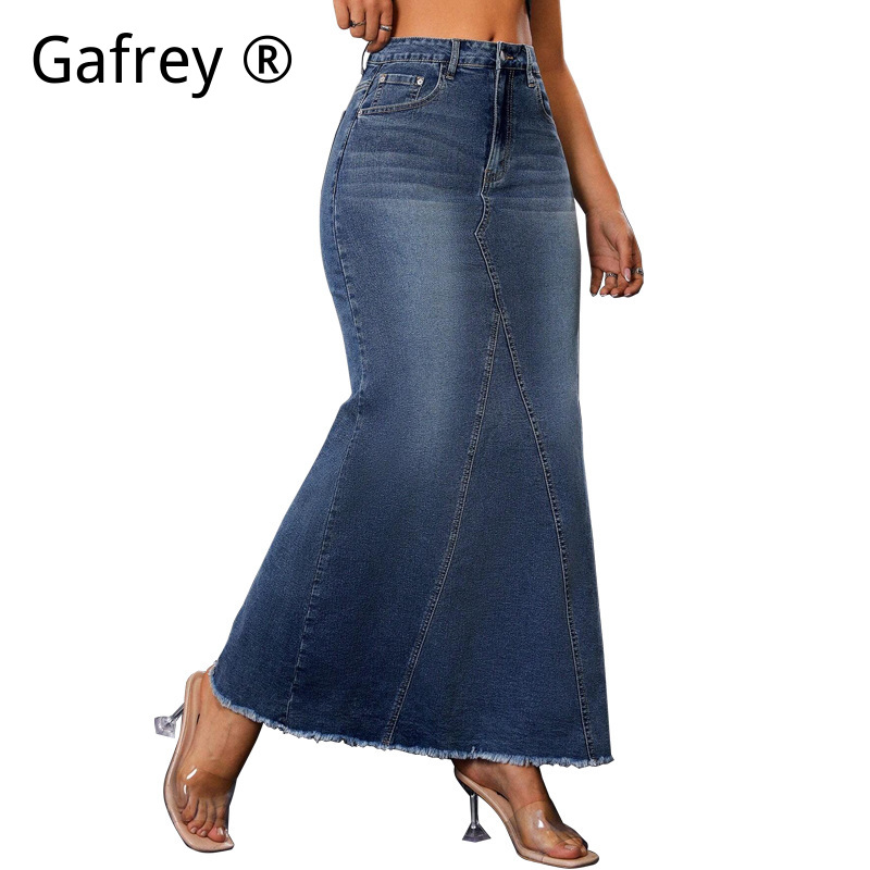 Women Denim Midi Skirt High Wa - огляд і ціна Denim Skirt Midi Vintage