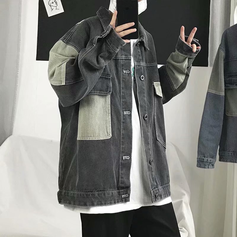 2026 Men's Casual Oversize Den - огляд і ціна Patchwork Jean Jacket