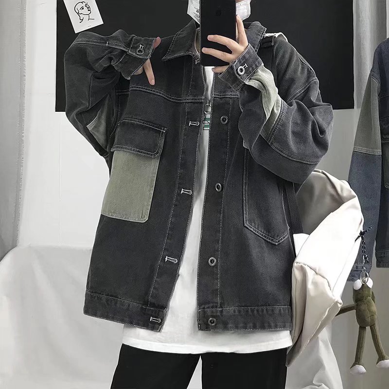 2026 Men's Casual Oversize Den - огляд і ціна Patchwork Jean Jacket