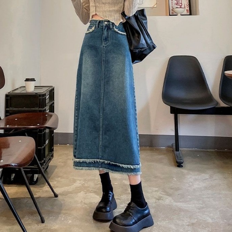 Skirts Women Midi Fashion High - огляд і ціна Denim Skirt Midi Vintage