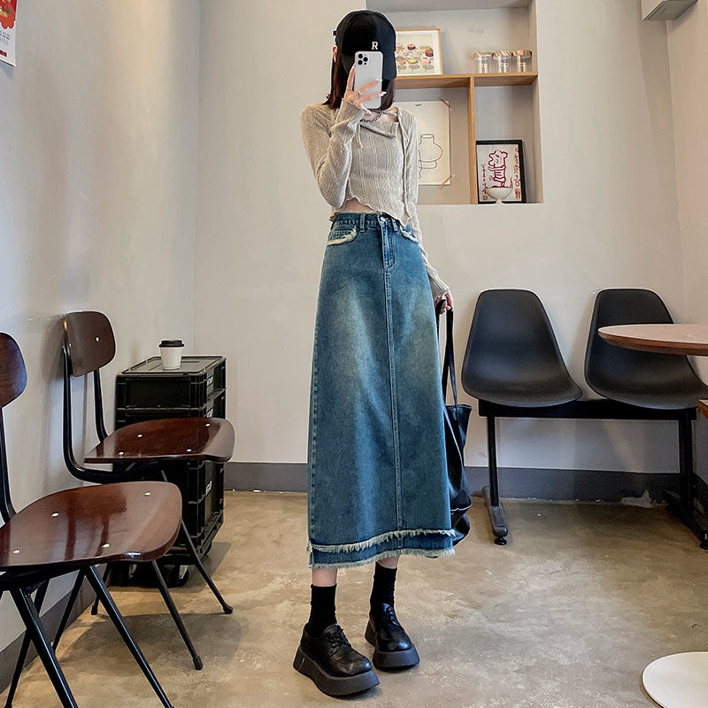 Skirts Women Midi Fashion High - огляд і ціна Denim Skirt Midi Vintage