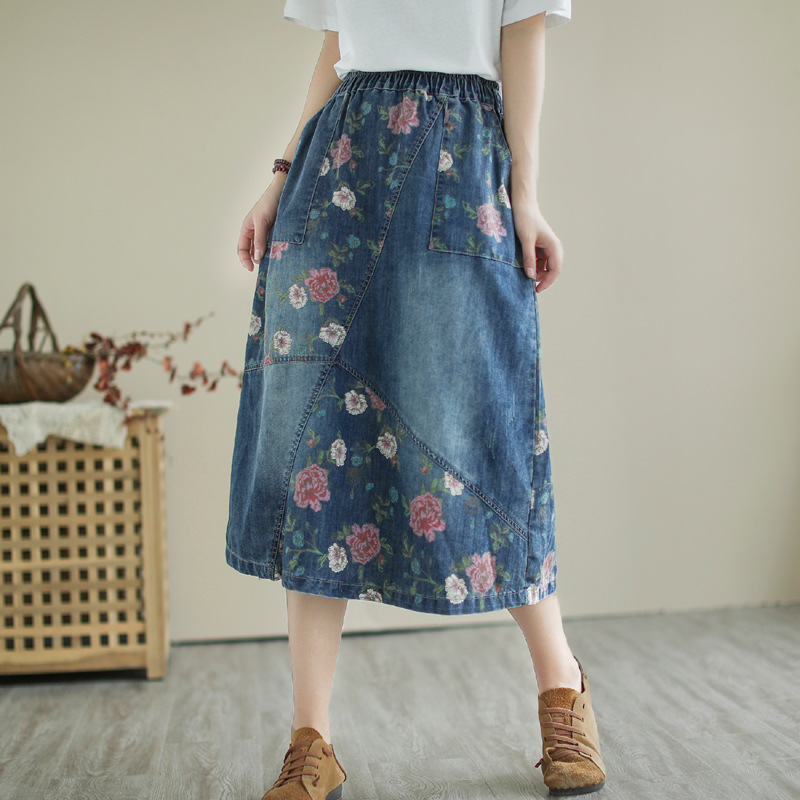 Japanese Vintage Mori Girl Flo - огляд і ціна Denim Skirt Midi Vintage