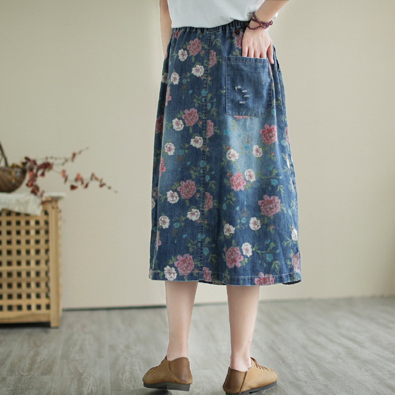 Japanese Vintage Mori Girl Flo - огляд і ціна Denim Skirt Midi Vintage