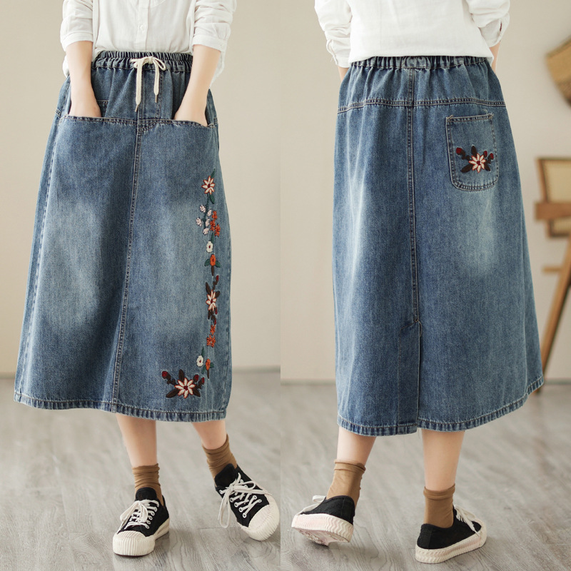 Japanese Vintage Mori Girl Flo - огляд і ціна Denim Skirt Midi Vintage