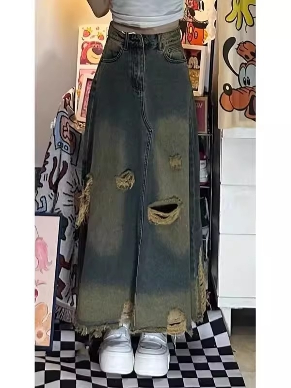 High Waist A-Line Midi Denim S - огляд і ціна Denim Skirt Midi Vintage