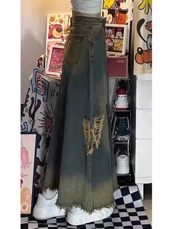 High Waist A-Line Midi Denim S - огляд і ціна Denim Skirt Midi Vintage