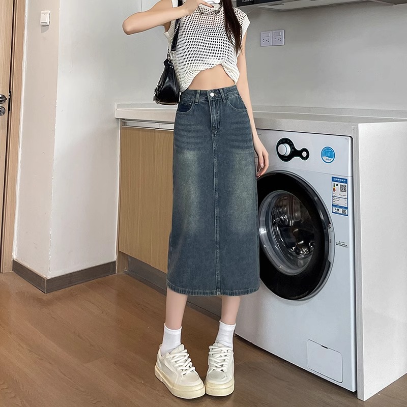 Spring Summer New Retro Color  - огляд і ціна Denim Skirt Midi Vintage