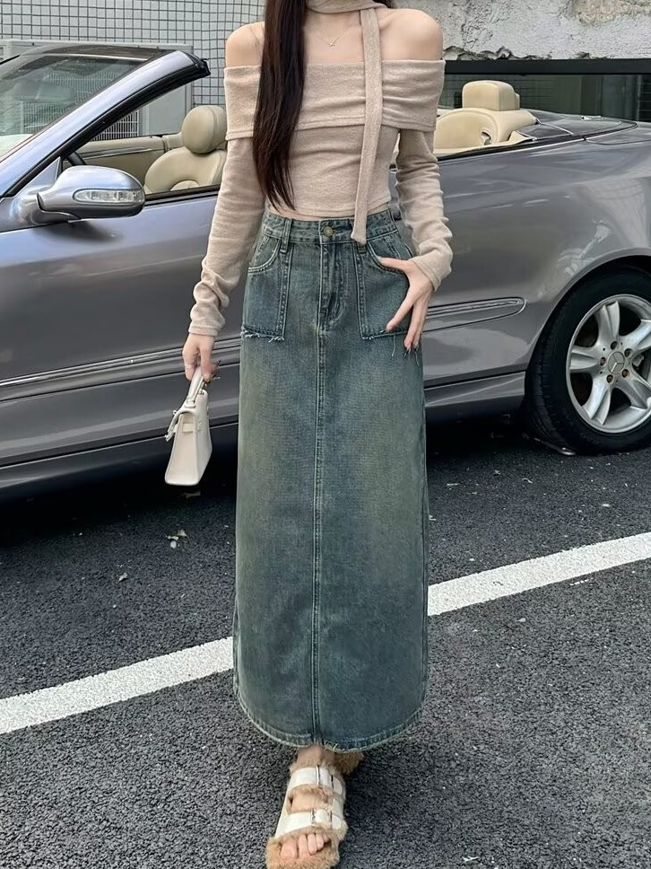 High Waist Midi Denim Skirt Wa - огляд і ціна Denim Skirt Midi Vintage