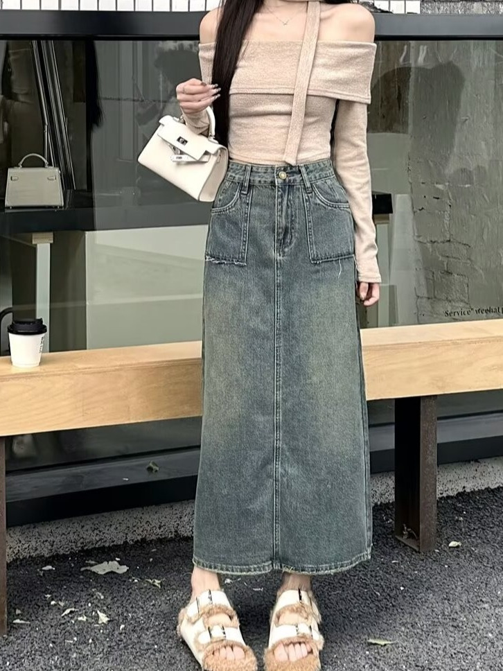 High Waist Midi Denim Skirt Wa - огляд і ціна Denim Skirt Midi Vintage